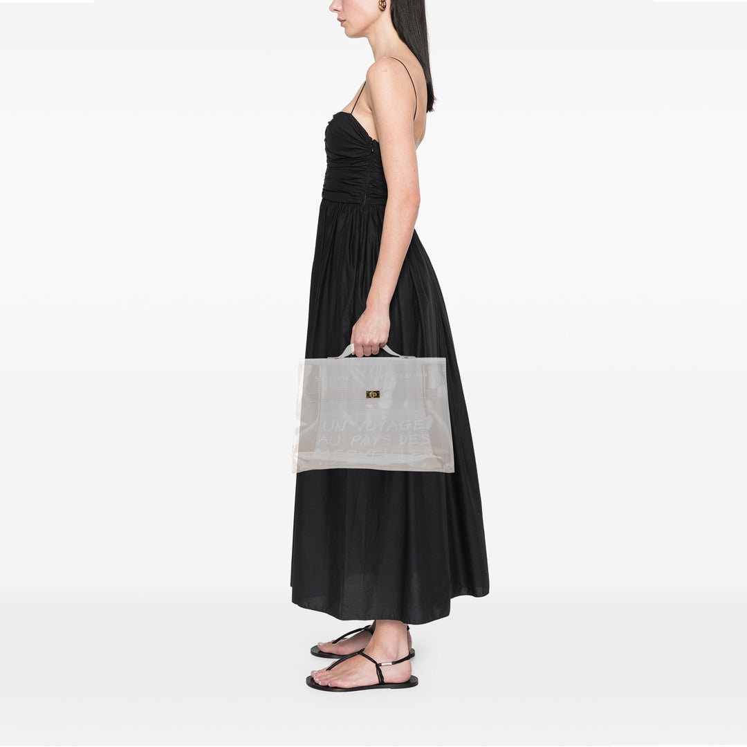 Vinyl Souvenir De L Exposition Kelly Handbag White - Gaby Paris