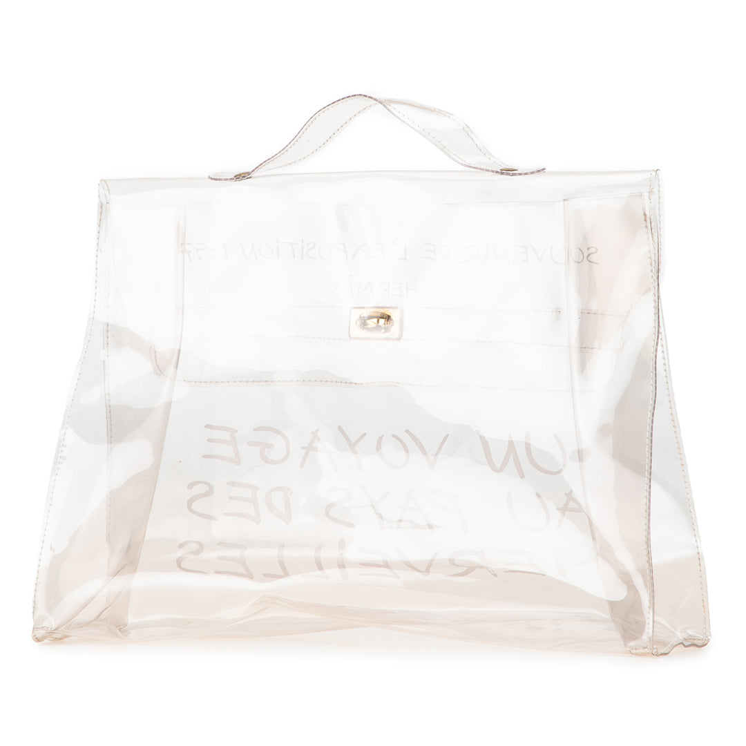 Vinyl Souvenir De L Exposition Kelly Handbag White - Gaby Paris