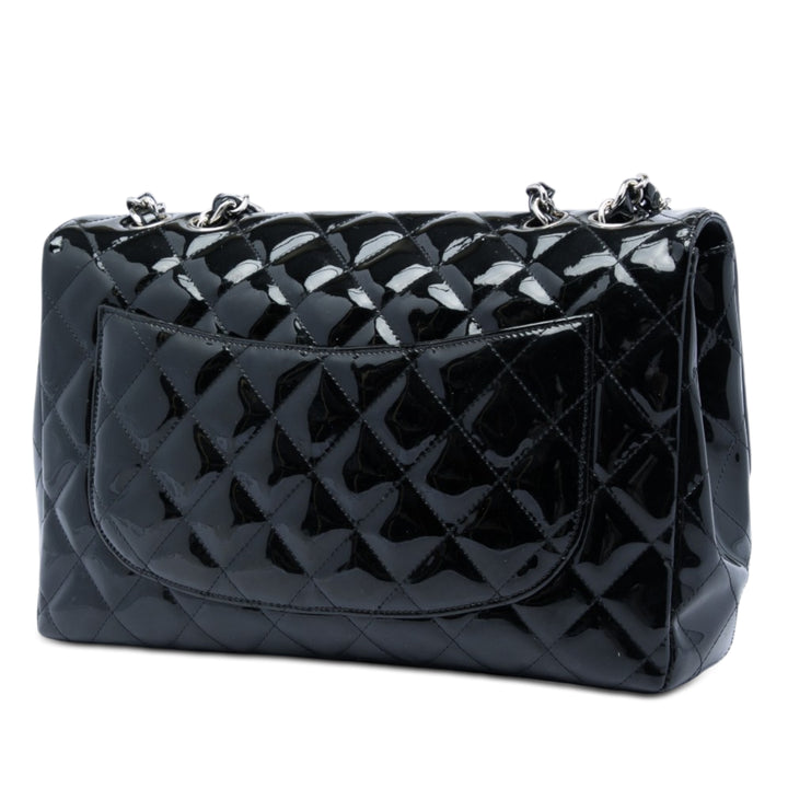 Chanel Jumbo Classic Cuir verni Simple rabat