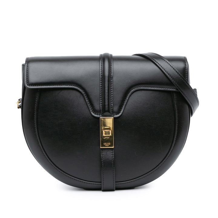Medium Leather Besace 16 Crossbody Black - Gaby Paris
