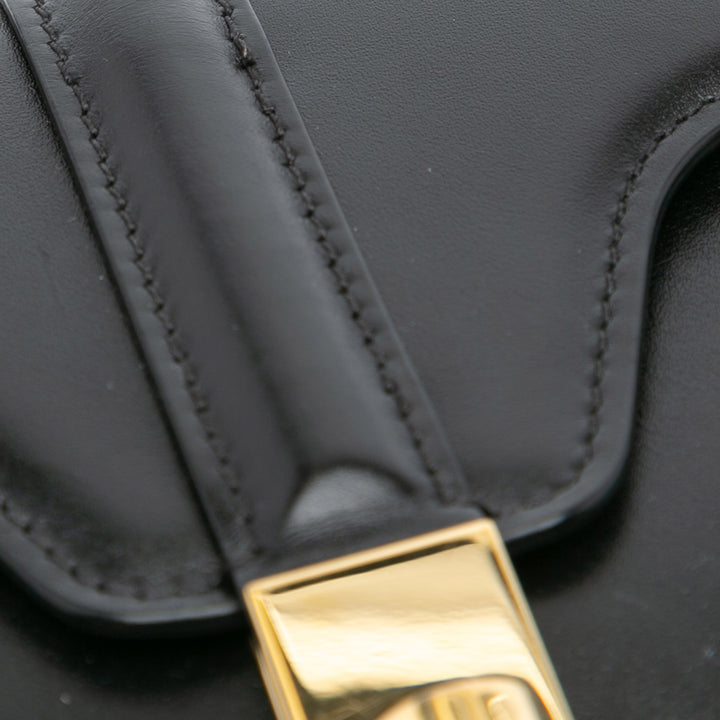 Medium Leather Besace 16 Crossbody Black - Gaby Paris