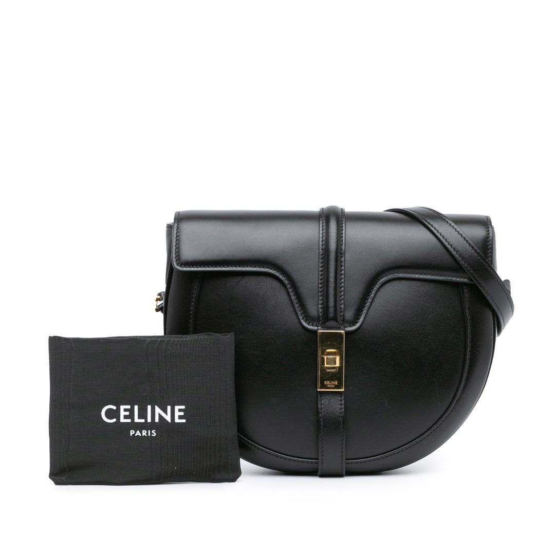 Medium Leather Besace 16 Crossbody Black - Gaby Paris