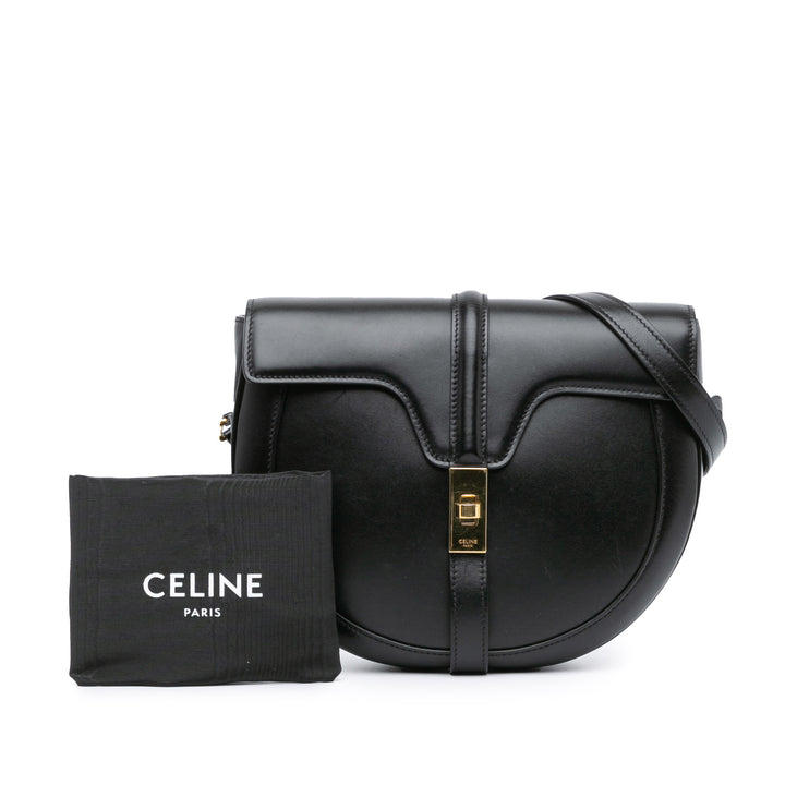 Medium Leather Besace 16 Crossbody Black - Gaby Paris
