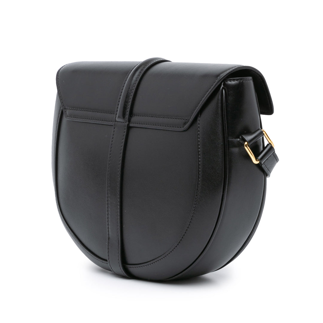 Medium Leather Besace 16 Crossbody Black - Gaby Paris