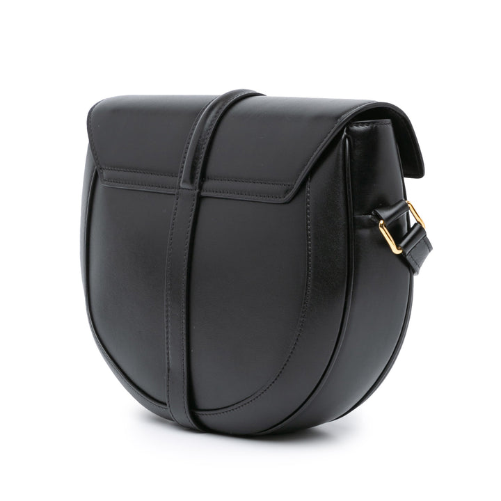 Medium Leather Besace 16 Crossbody Black - Gaby Paris