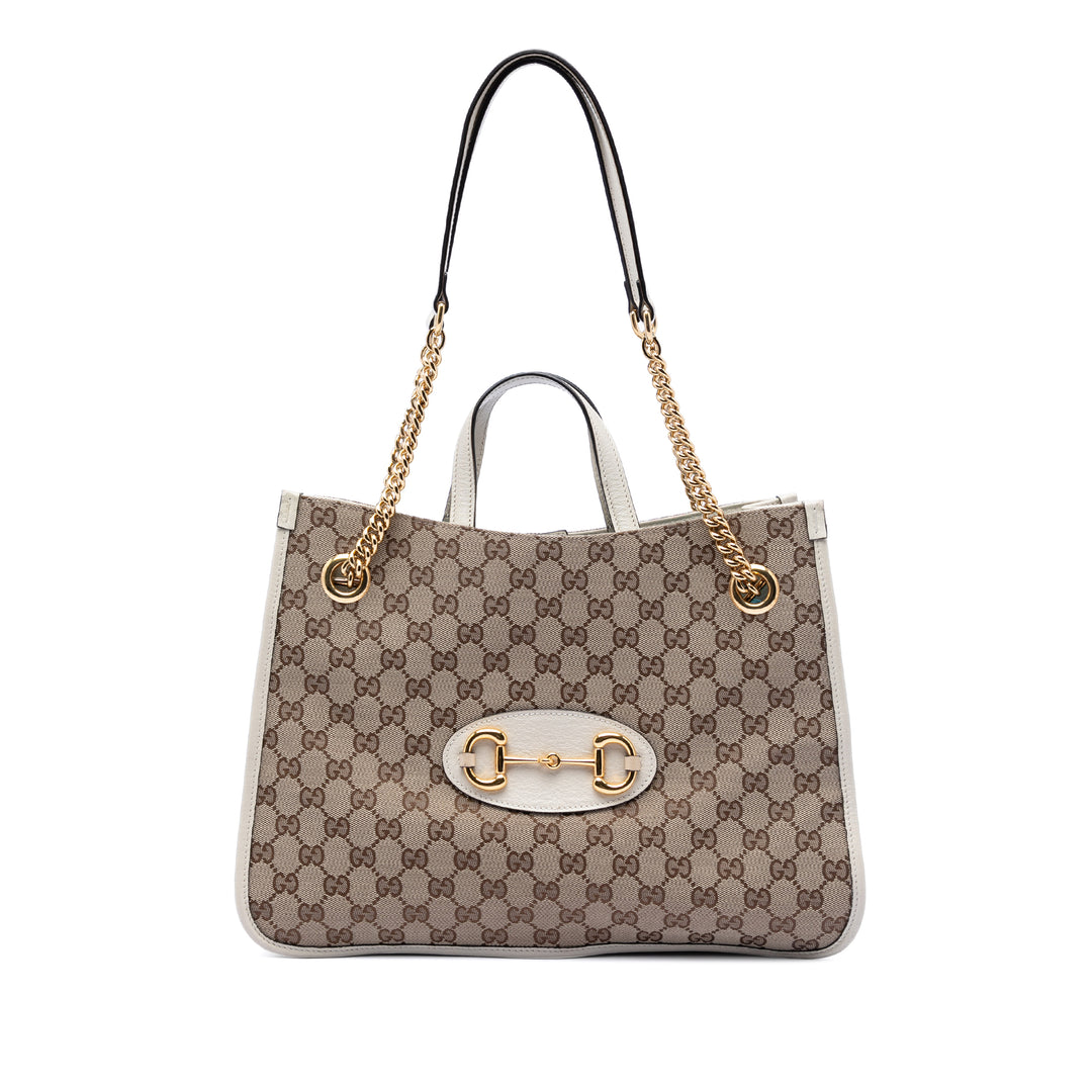Gucci Medium GG Toile Horsebit 1955 Cabas chaîne