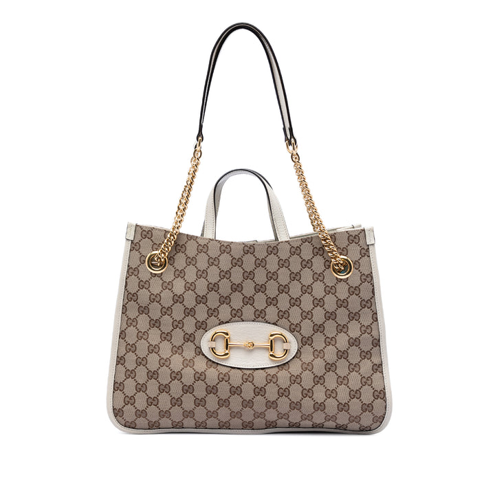 Gucci Medium GG Toile Horsebit 1955 Cabas chaîne