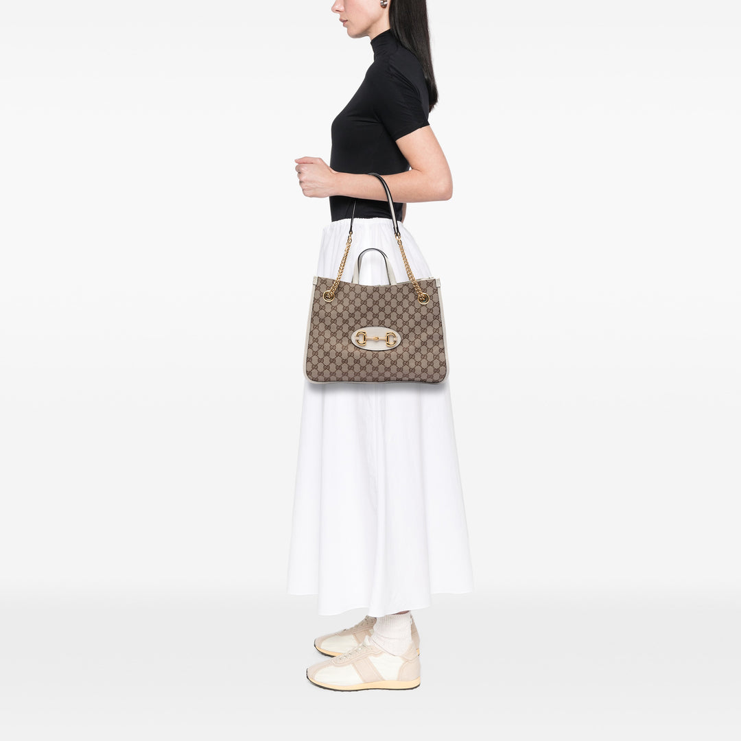Gucci Medium GG Toile Horsebit 1955 Cabas chaîne