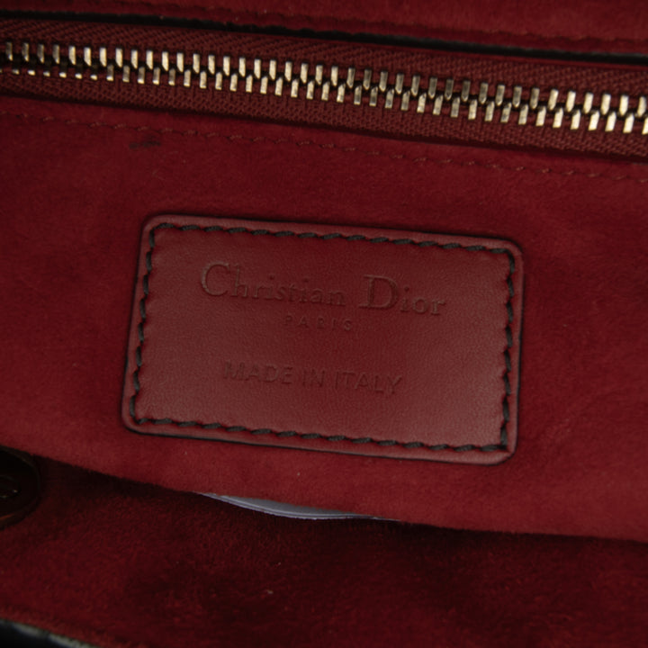 Medium Lambskin Cannage Studded Supple Lady Dior Red - Gaby Paris