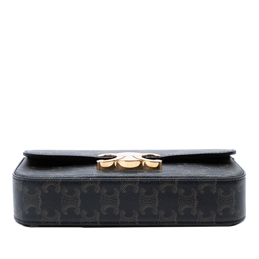 Celine Triomphe Coated Toile Claude Chain Sac bandoulière Marron