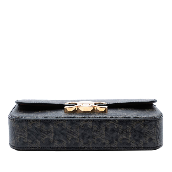 Celine Triomphe Coated Toile Claude Chain Sac bandoulière Marron