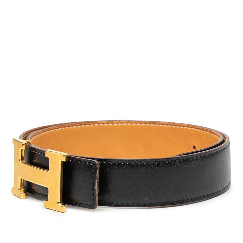 Hermès Box Veau et Courchevel Constance H Réversible Ceinture Box Noir – vue 2 – GABY PARIS