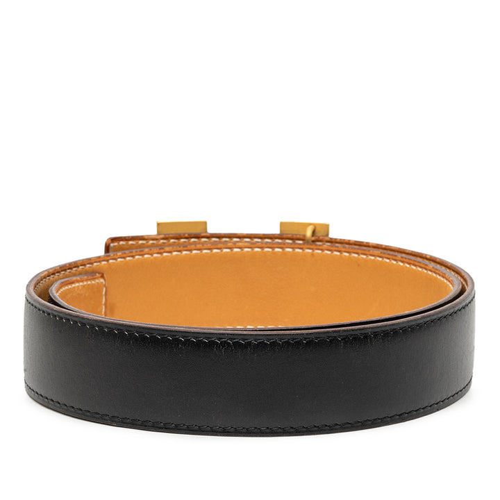 Hermès Box Veau et Courchevel Constance H Réversible Ceinture Box Noir – vue 3 – GABY PARIS