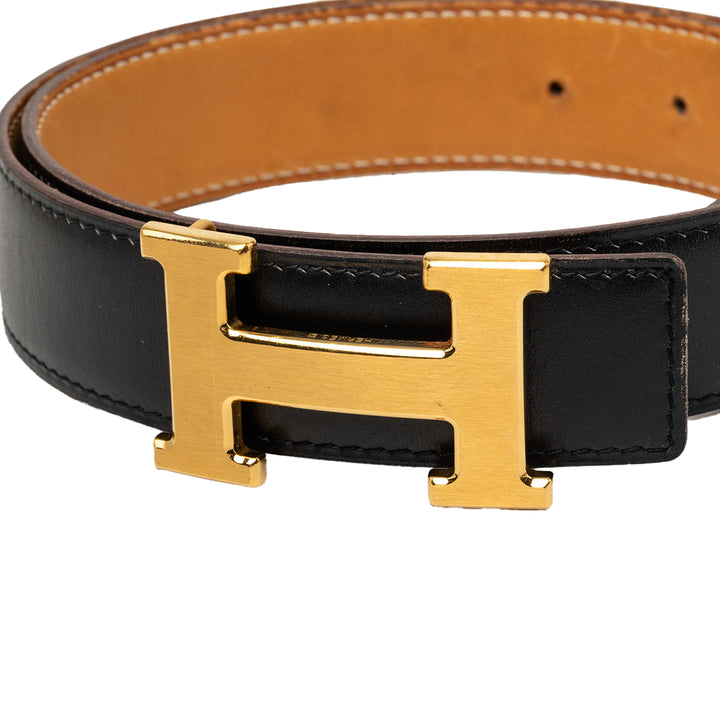 Hermès Box Veau et Courchevel Constance H Réversible Ceinture Box Noir – vue 5 – GABY PARIS