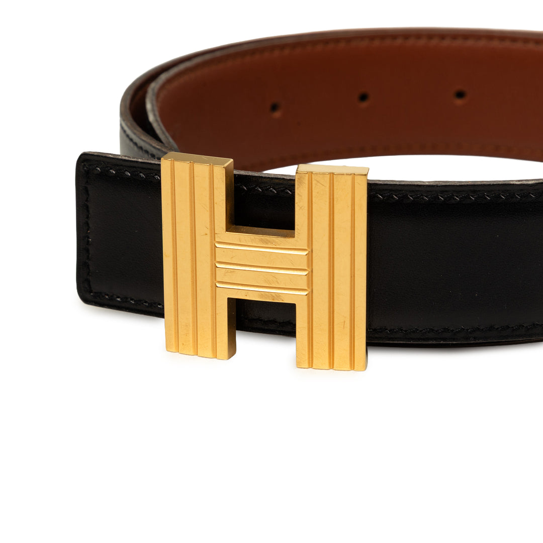 Box Veau Cadena H Réversible Ceinture Box Noir