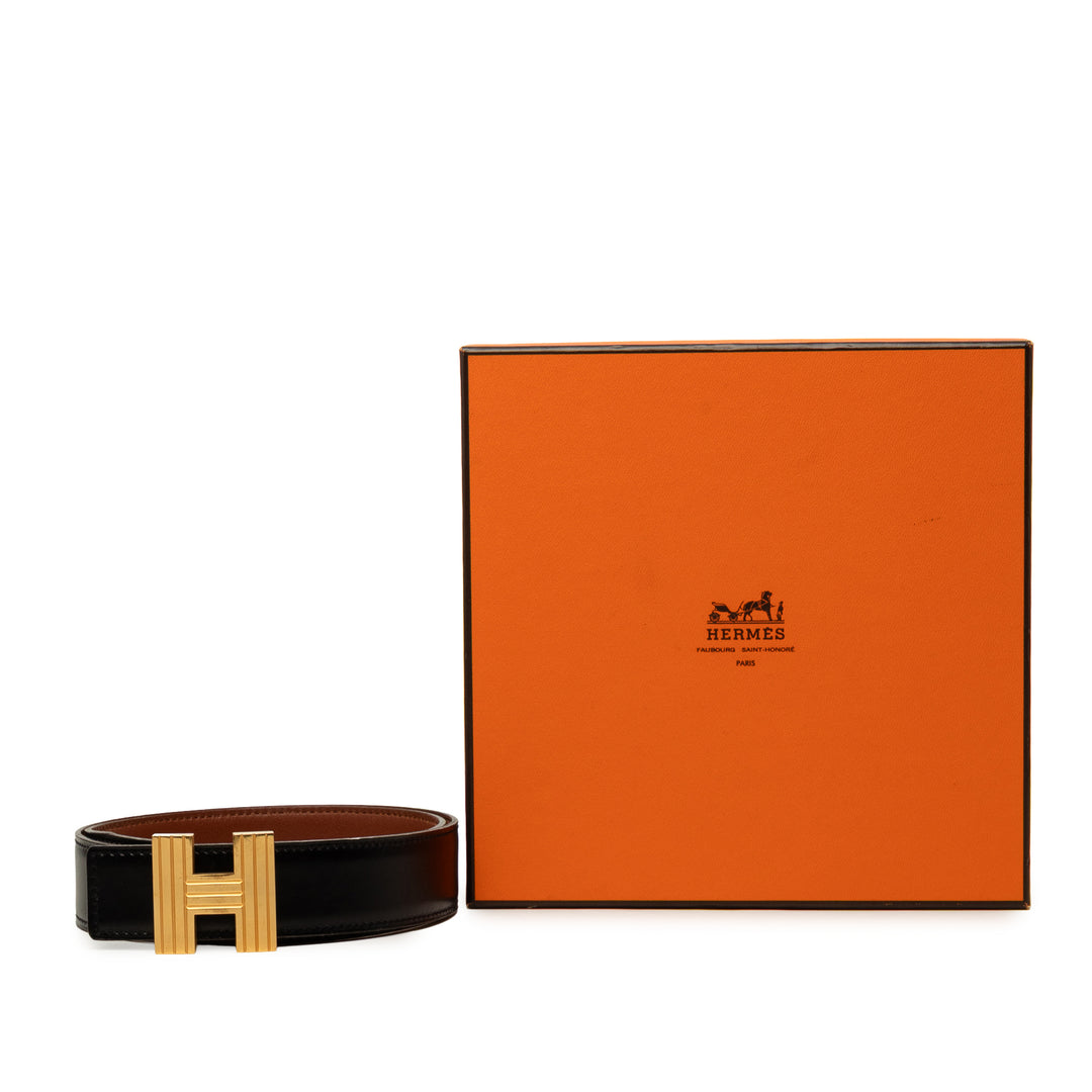 Box Veau Cadena H Réversible Ceinture Box Noir