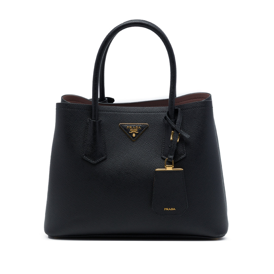 Prada Double Sac Petit Saffiano Noir – vue principale – GABY PARIS