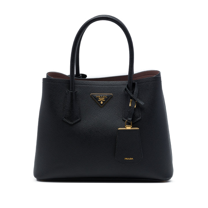 Prada Double Sac Petit Saffiano Noir – vue principale – GABY PARIS
