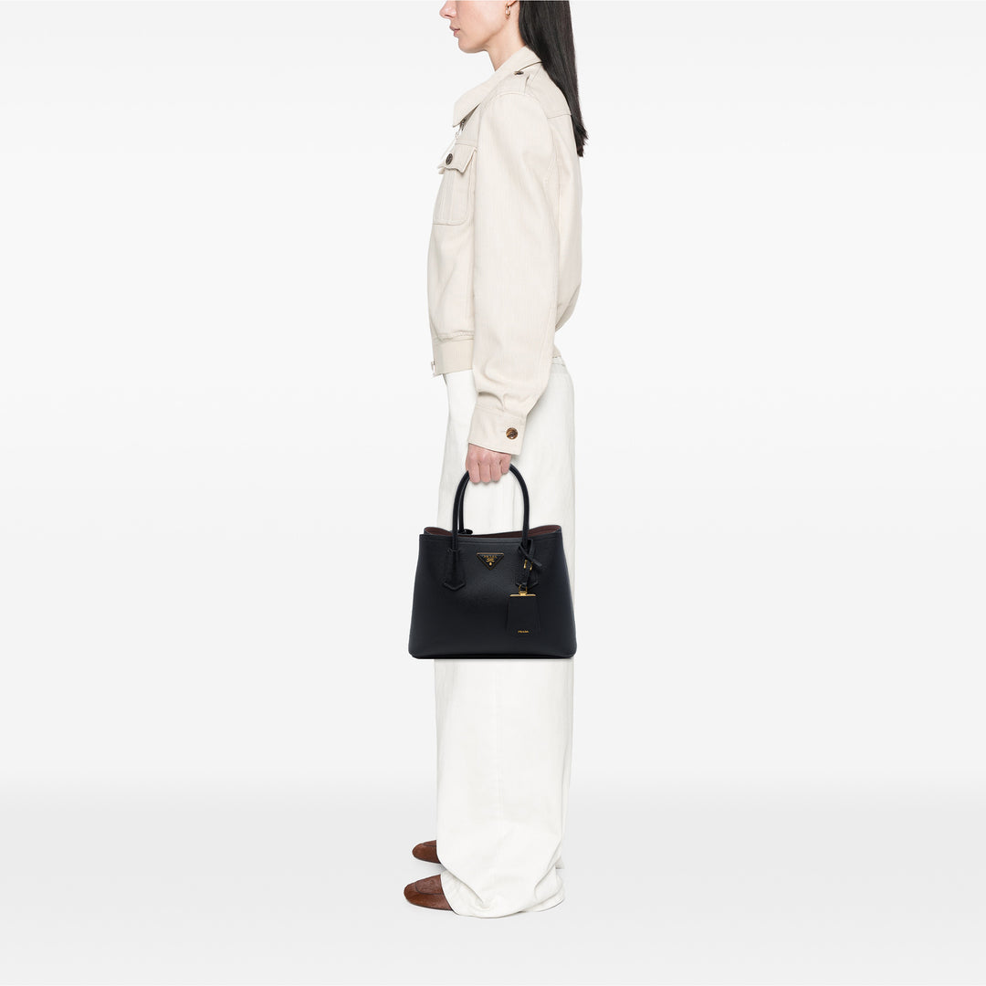 Prada Double Sac Petit Saffiano Noir – vue 6 – GABY PARIS