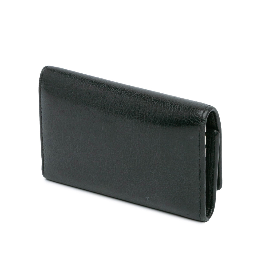 CC Camellia Leather Key Holder Black - Gaby Paris