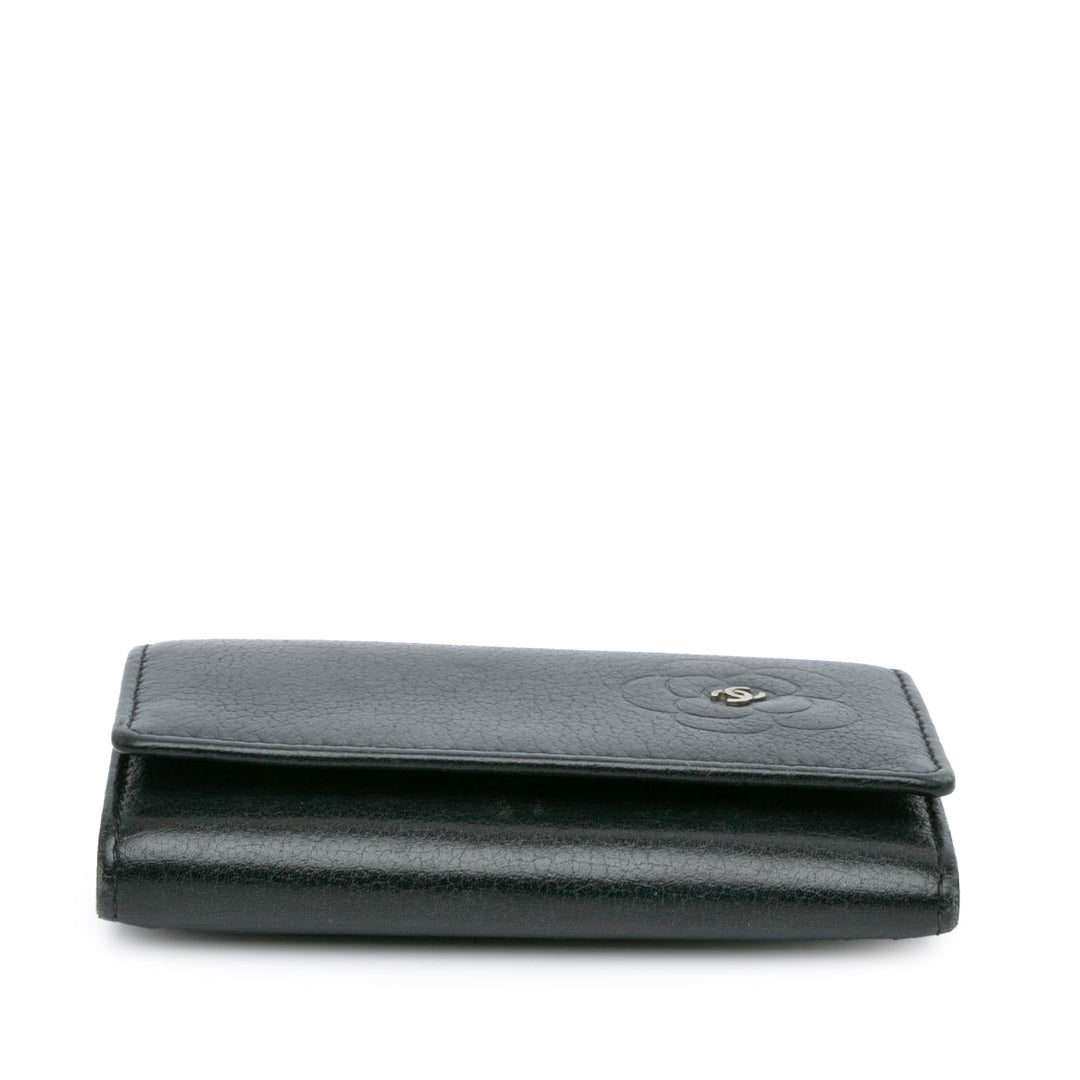 CC Camellia Leather Key Holder Black - Gaby Paris