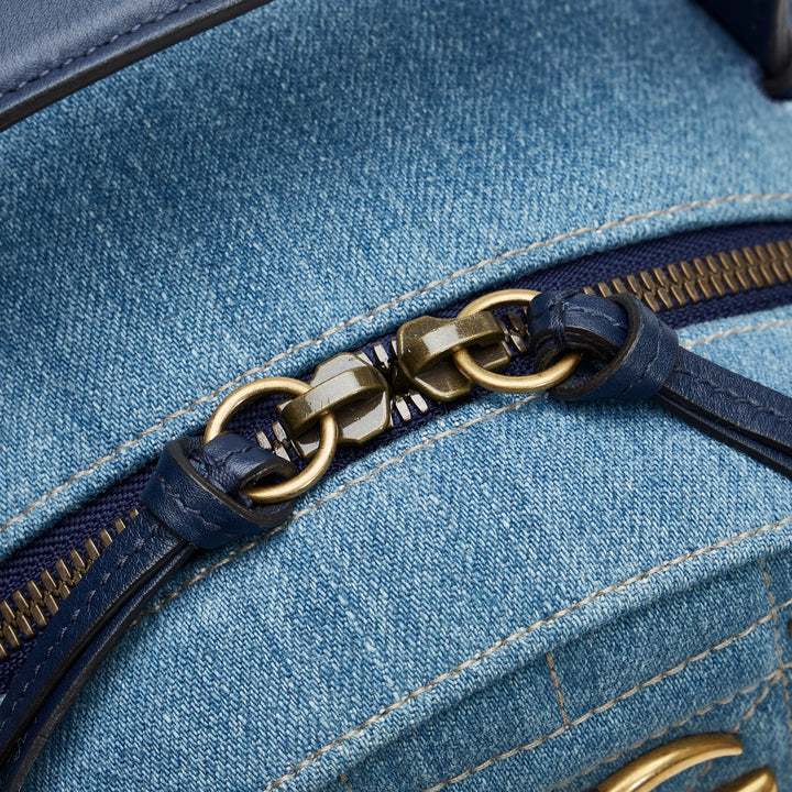 Small GG Marmont Pearl Denim Backpack Blue - Gaby Paris