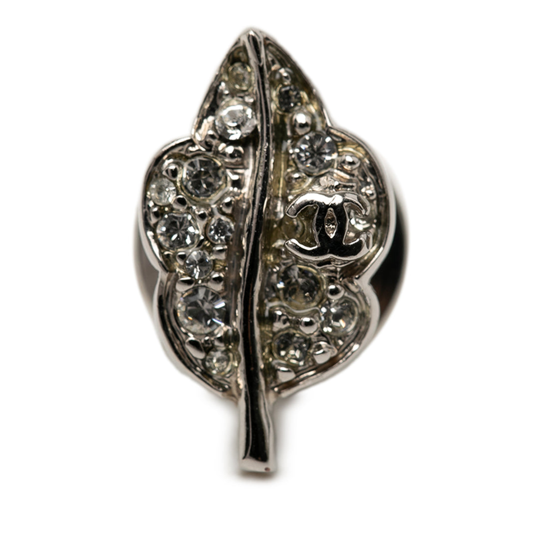 Chanel CC Brass Strass Leaf Broche