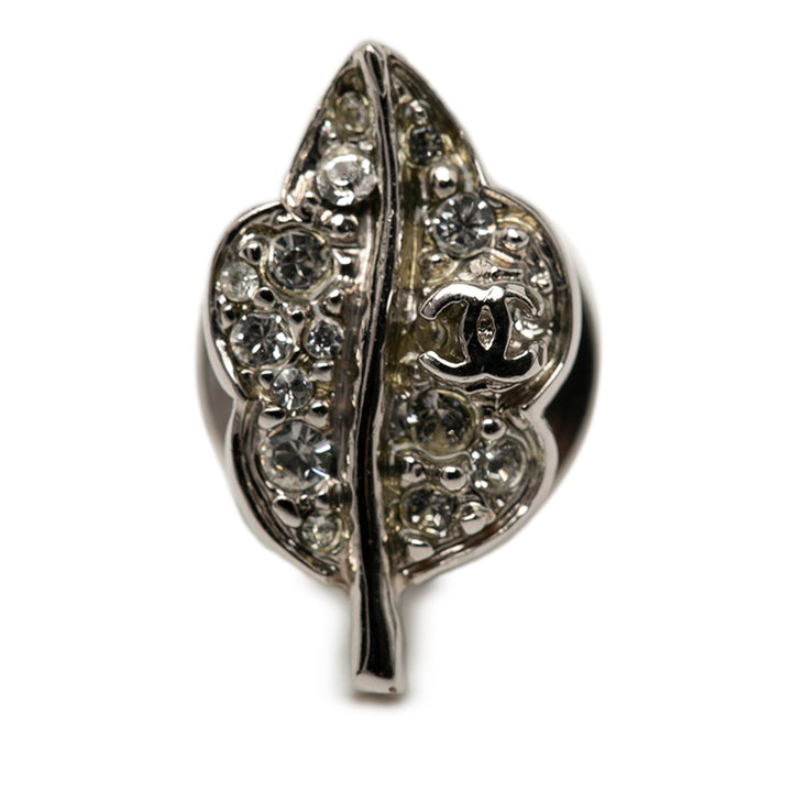 Chanel CC Brass Strass Leaf Broche