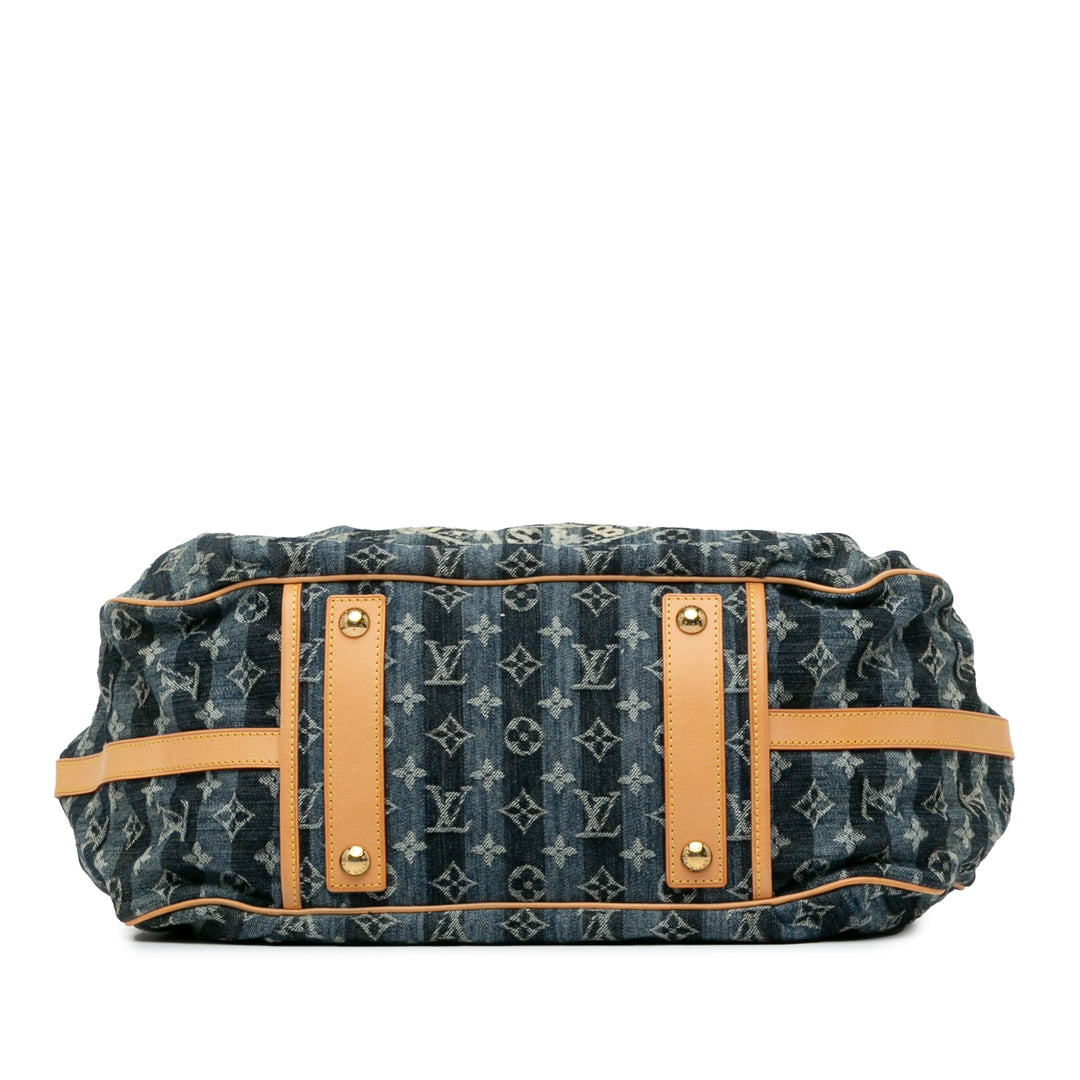 Monogram Denim Porte Epaule Raye Cabas GM Blue - Gaby Paris