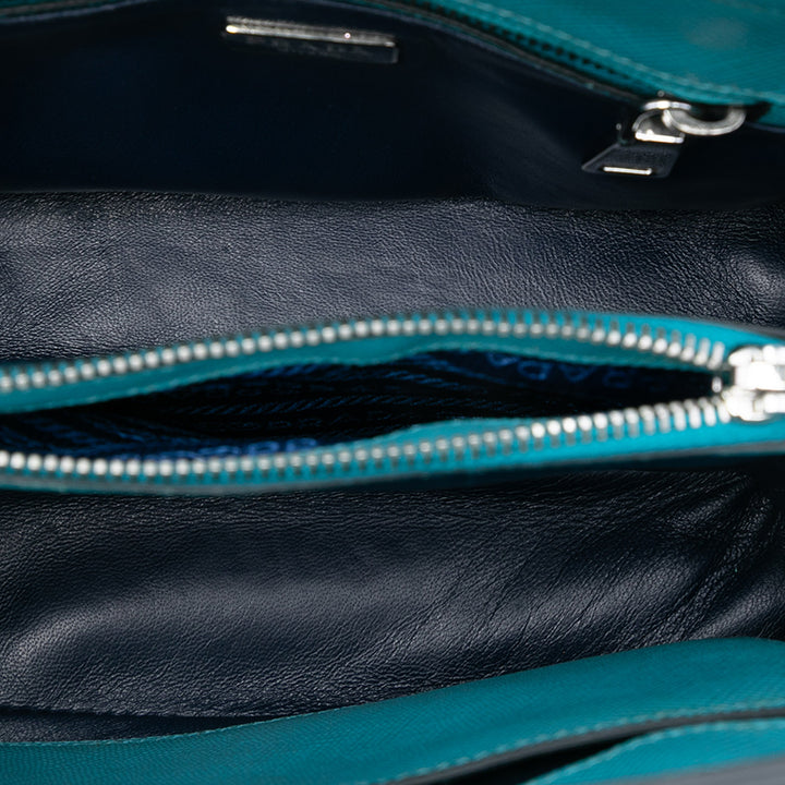 Prada Small Saffiano Cuir Turnlock Twin Sac
