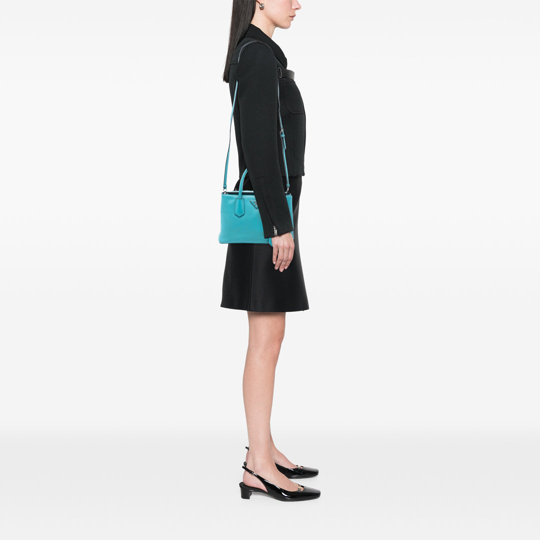 Prada Small Saffiano Cuir Turnlock Twin Sac