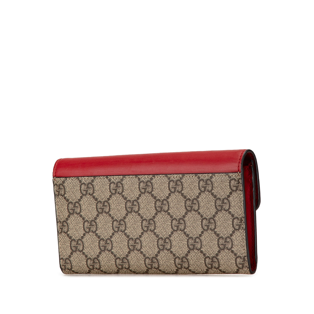 GG Supreme Faux Pearl Long Wallet Brown - Gaby Paris