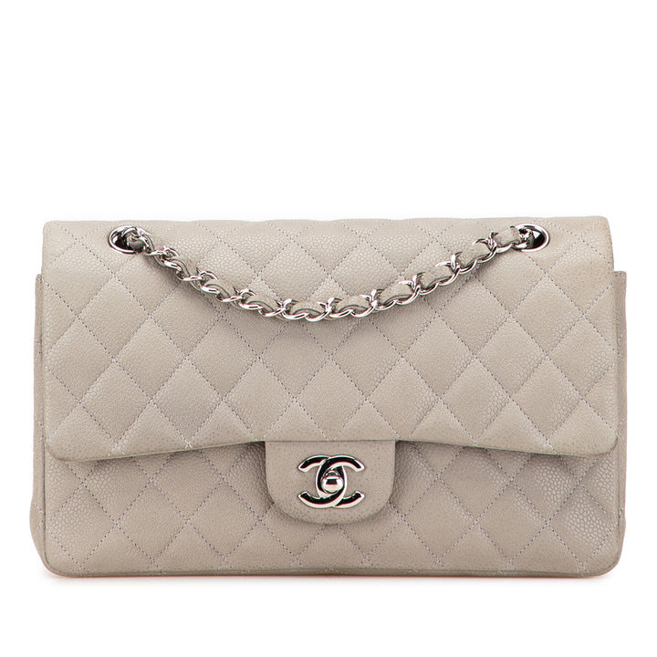 Chanel Medium Classic Caviar Double rabat Gris