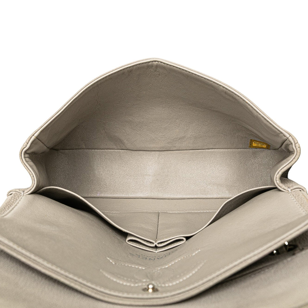 Chanel Medium Classic Caviar Double rabat Gris