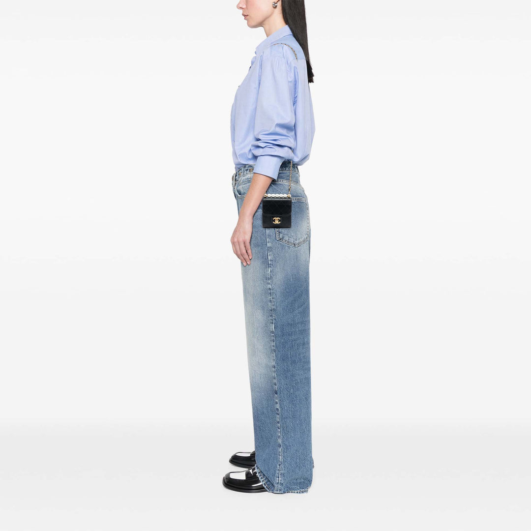 Chanel Mini Cuir de chèvre Chic Perles Pochette avec chaîne