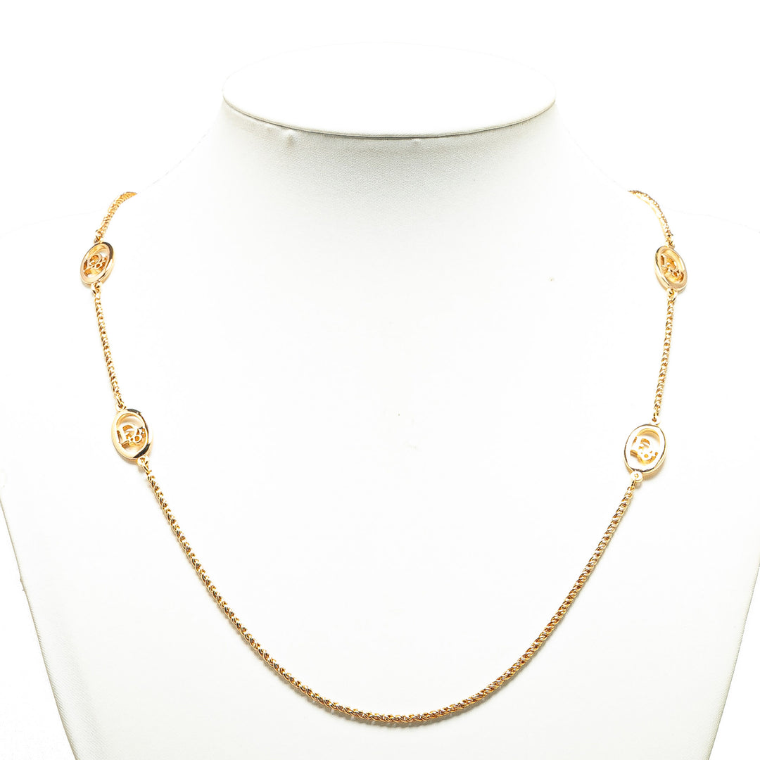 Gold Plated Logo Pendant Chain Necklace Gold - Gaby Paris