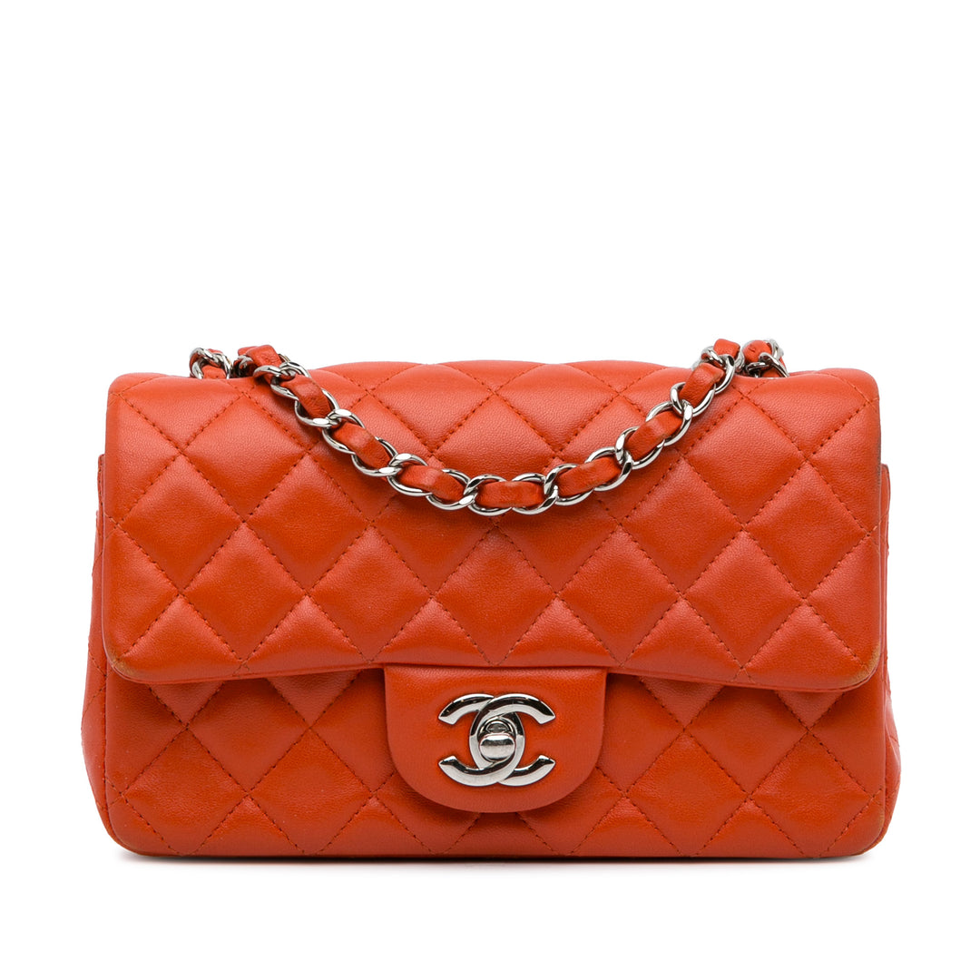 Chanel Mini Rectangular Classic Cuir d’agneau Simple rabat