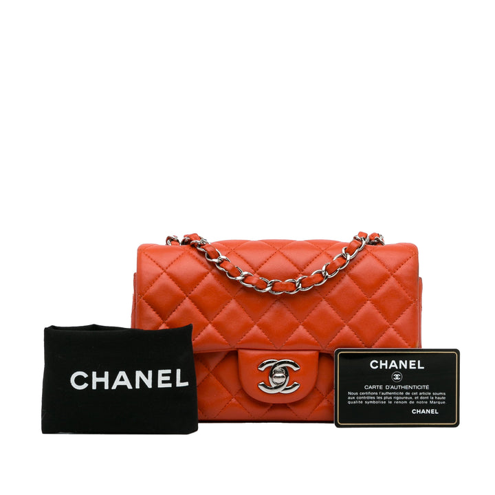 Chanel Mini Rectangular Classic Cuir d’agneau Simple rabat
