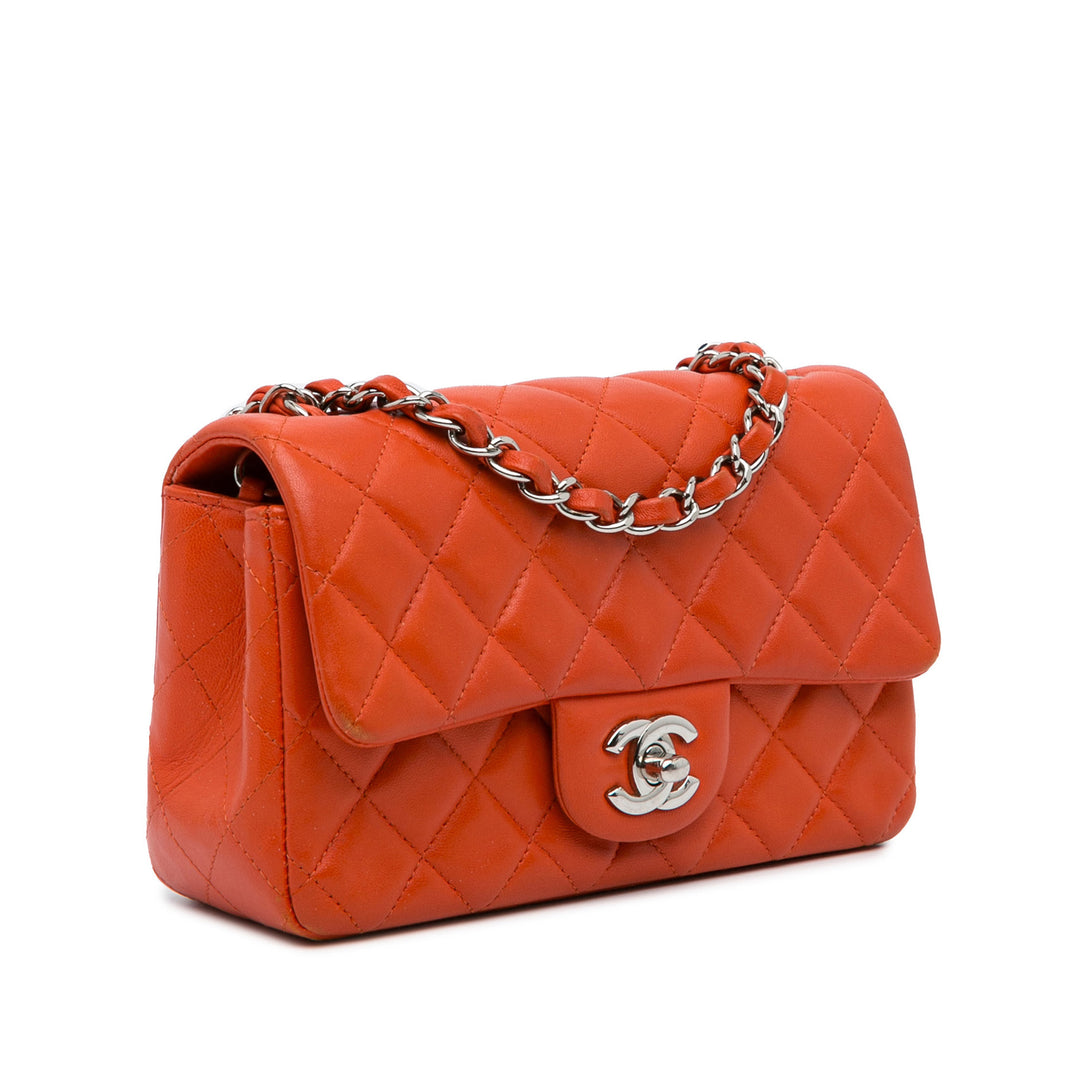 Chanel Mini Rectangular Classic Cuir d’agneau Simple rabat