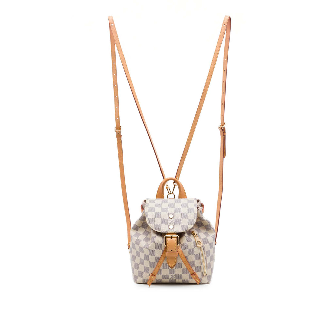Louis Vuitton Sac à dos Sperone Damier Azur BB Blanc – vue principale – GABY PARIS