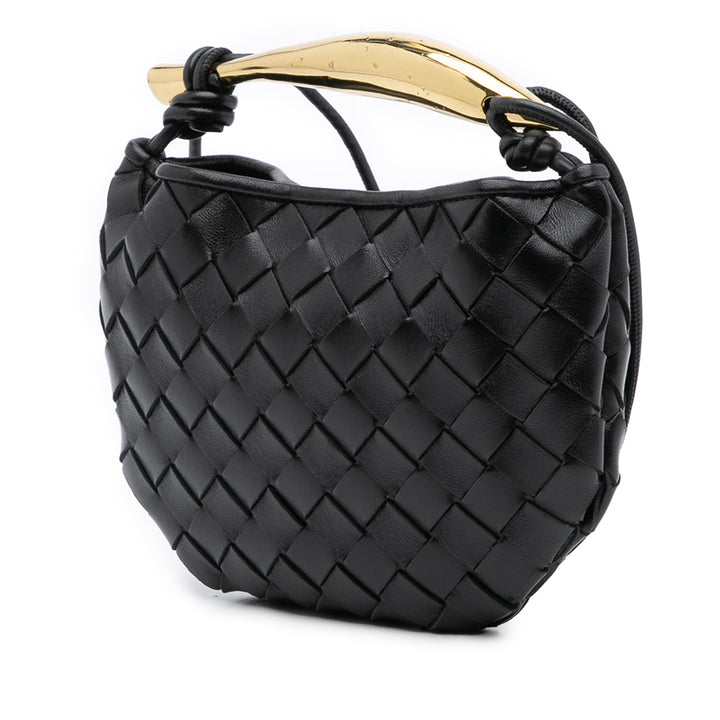 Baby Lambskin Intrecciato Sardine Black - Gaby Paris