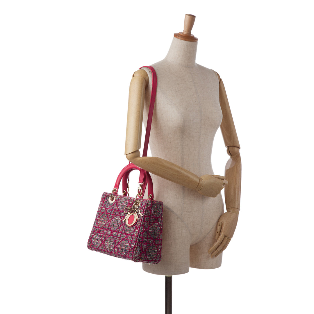 Medium Tweed Macrocannage Lady Dior Pink - Gaby Paris