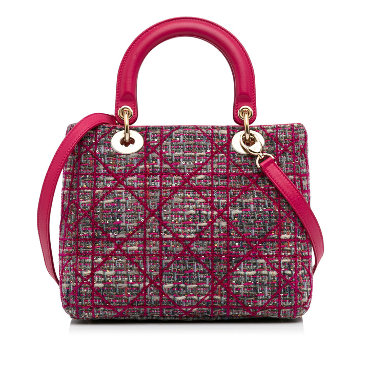 Medium Tweed Macrocannage Lady Dior Pink - Gaby Paris