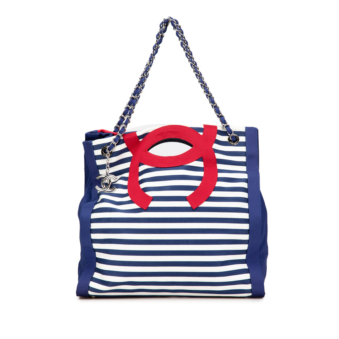Paris Venice CC Canvas Mariniere Chain Tote Blue - Gaby Paris