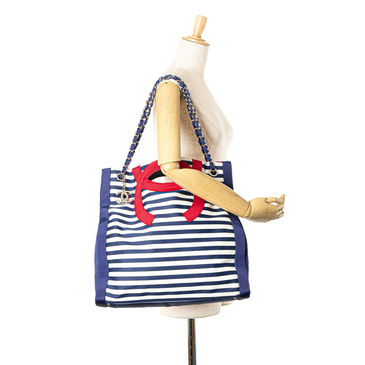 Paris Venice CC Canvas Mariniere Chain Tote Blue - Gaby Paris