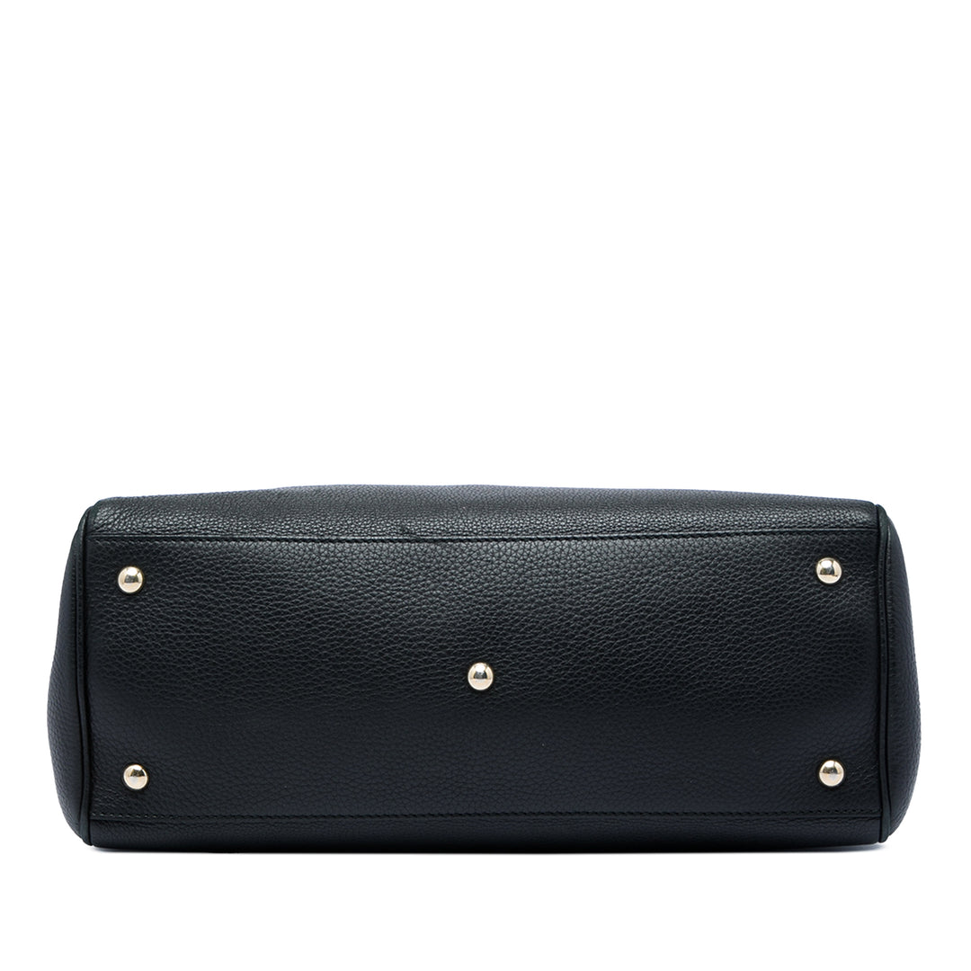 Bamboo Cabas Moyen Cuir de veau Noir
