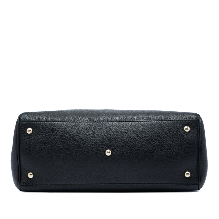 Bamboo Cabas Moyen Cuir de veau Noir