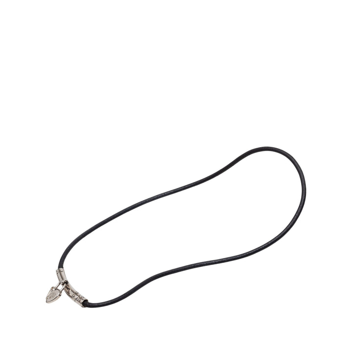 Hermès Palladium plaqué Vive L Idee Heart Padlock Choker Collier