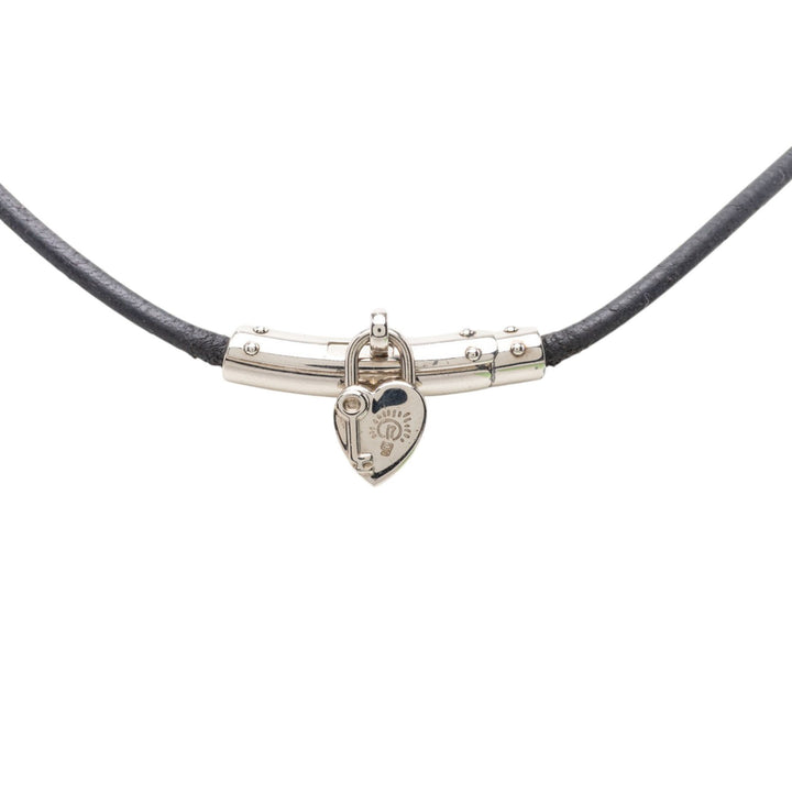 Hermès Palladium plaqué Vive L Idee Heart Padlock Choker Collier