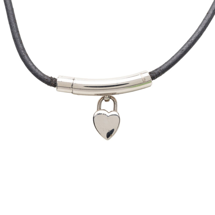 Hermès Palladium plaqué Vive L Idee Heart Padlock Choker Collier